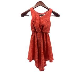 Emily West Girls' Coral Crochet Sleeveless Mini Dress Youth Size 7